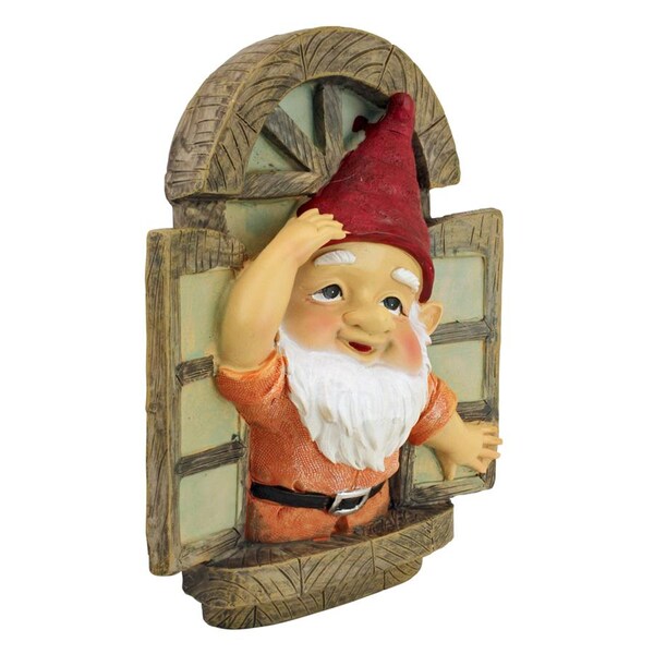 Design Toscano The Knothole Gnomes Garden Welcome Tree Sculpture: Window Gnome - QL4283