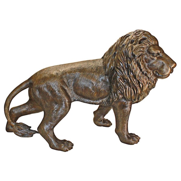 Design Toscano Guardian Lion Cast Bronze Garden Statue: Right Foot Forward - AS221552