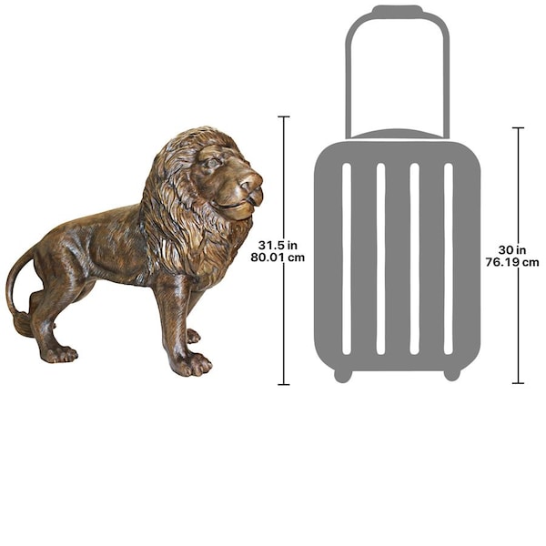 Design Toscano Guardian Lion Cast Bronze Garden Statue: Right Foot Forward - AS221552
