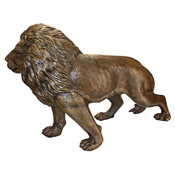 Design Toscano Guardian Lion Cast Bronze Garden Statue: Right Foot Forward - AS221552