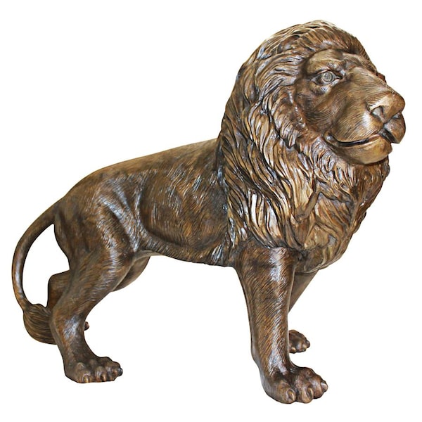 Design Toscano Guardian Lion Cast Bronze Garden Statue: Right Foot Forward - AS221552
