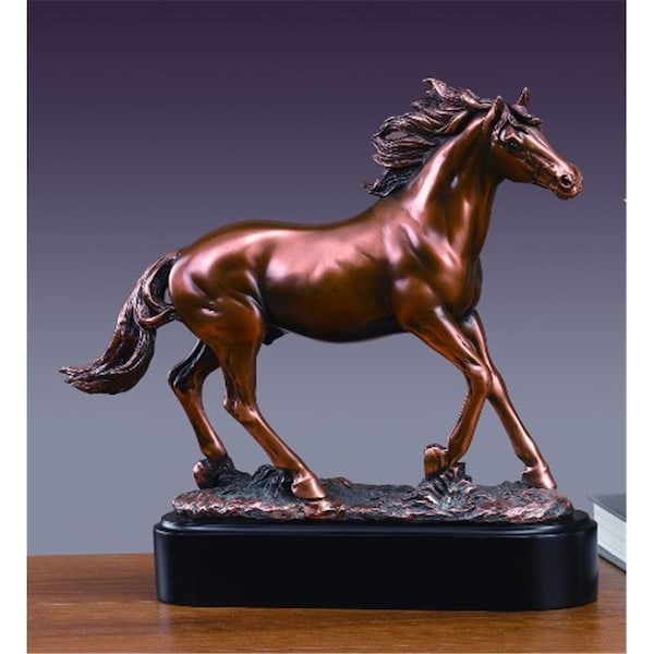 Dwellingdesigns F Horse Bronze Plated Resin Sculpture - 14 x 4 x 12.5 in. - DW3067809