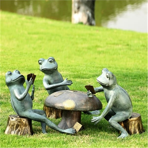 Spi Home Card Cheat Frogs Garden Sculpture Set - 34211