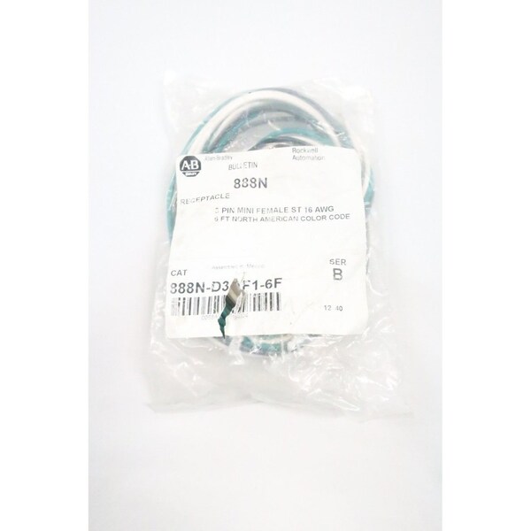 Hembra mini recta de 3 pines Allen Bradley de 16Awg - 888N-D3AF1-6F