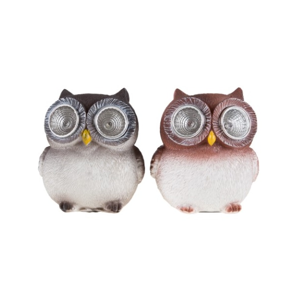 Nature Spring Set of 2 Owl Statue Yard Decor, Solar Outdoor LED Light, Battery Operated Statue for Garden, Patio - 113499LQB