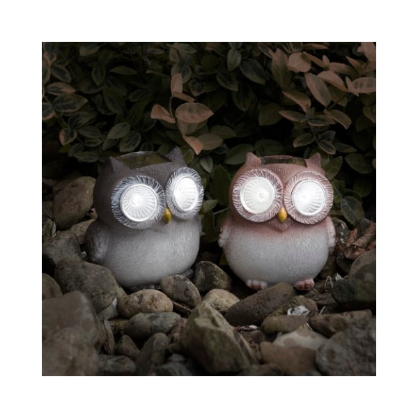 Nature Spring Set of 2 Owl Statue Yard Decor, Solar Outdoor LED Light, Battery Operated Statue for Garden, Patio - 113499LQB