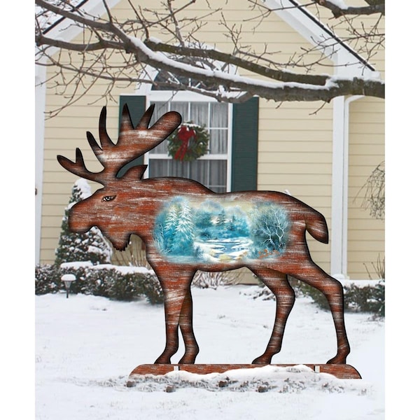 Heatwave 32 in Woodsy Moose Scenic FreeStanding Garden Decor - HE2097436
