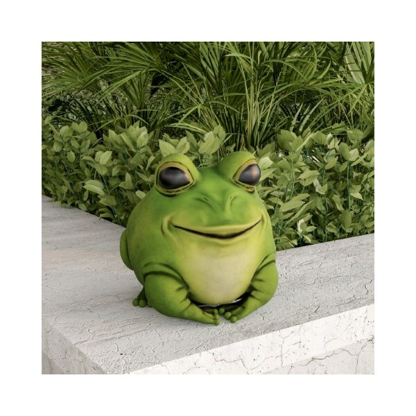 Nature Spring Frog Statue, Resin Chubby Animal Figurine for Outdoor Lawn and Garden Decor, Flower Beds, Backyards - 701621GRM