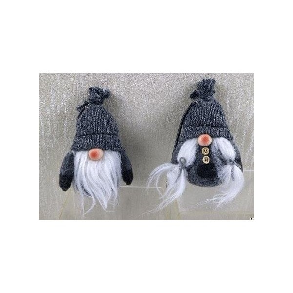 Homeroots 6 x 2.62 x 2.62 in. Black & Gray Boy & Girl Hanging Gnomes - 399302