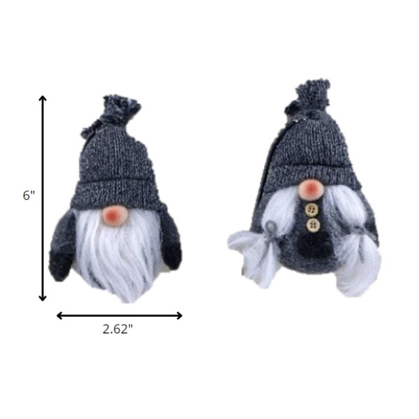 Homeroots 6 x 2.62 x 2.62 in. Black & Gray Boy & Girl Hanging Gnomes - 399302