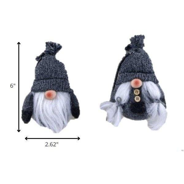 Homeroots 6 x 2.62 x 2.62 in. Black & Gray Boy & Girl Hanging Gnomes - 399302