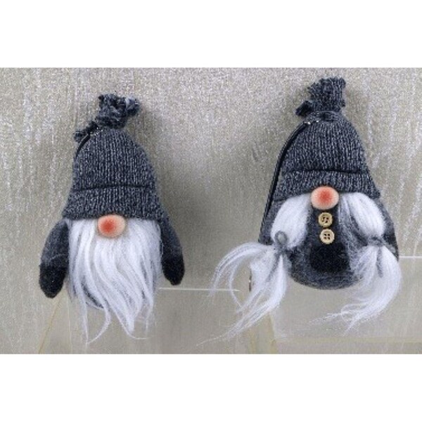 Homeroots 6 x 2.62 x 2.62 in. Black & Gray Boy & Girl Hanging Gnomes - 399302