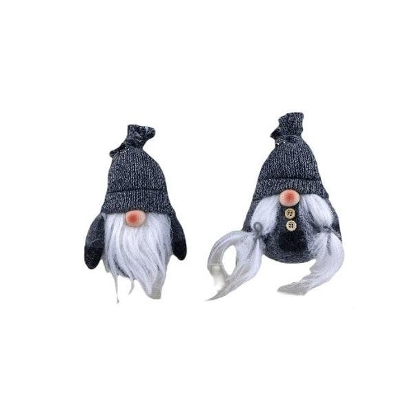 Homeroots 6 x 2.62 x 2.62 in. Black & Gray Boy & Girl Hanging Gnomes - 399302