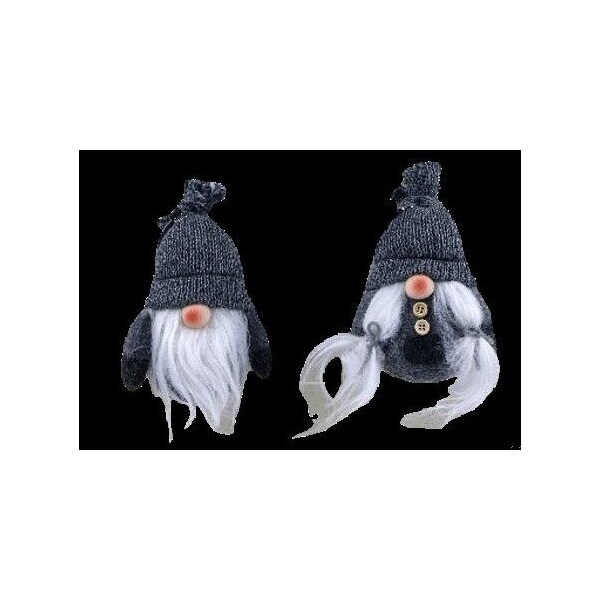 Homeroots 6 x 2.62 x 2.62 in. Black & Gray Boy & Girl Hanging Gnomes - 399302