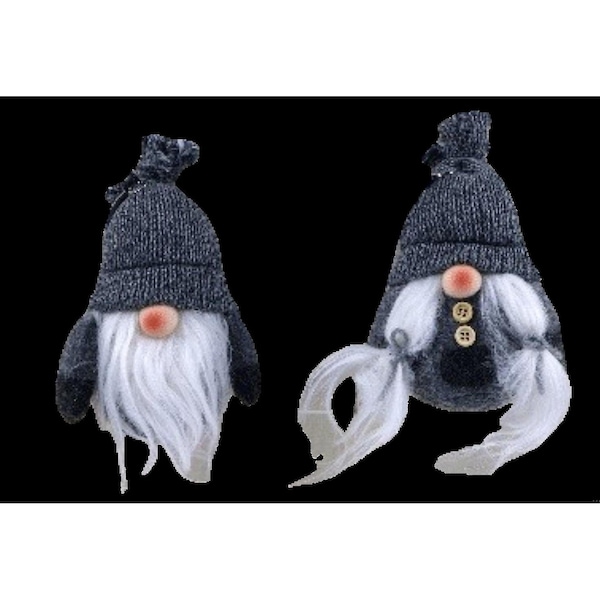 Homeroots 6 x 2.62 x 2.62 in. Black & Gray Boy & Girl Hanging Gnomes - 399302