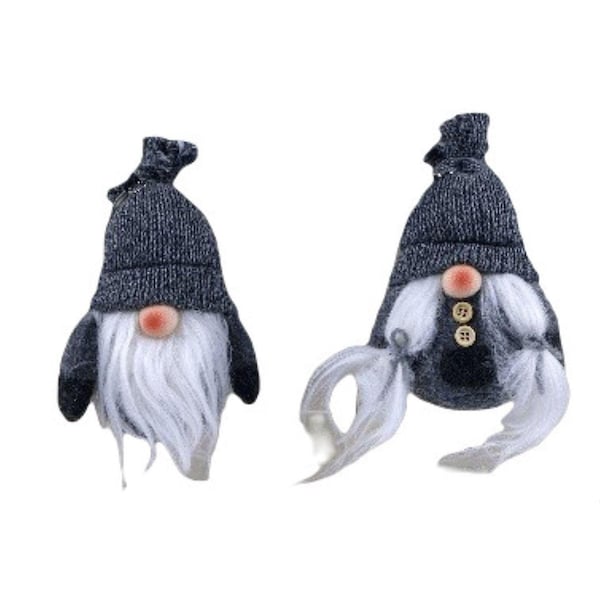 Homeroots 6 x 2.62 x 2.62 in. Black & Gray Boy & Girl Hanging Gnomes - 399302