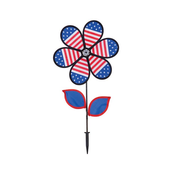 In The Breeze 12 in. Patriotic Flower Spinner with Leaves - ITB2788