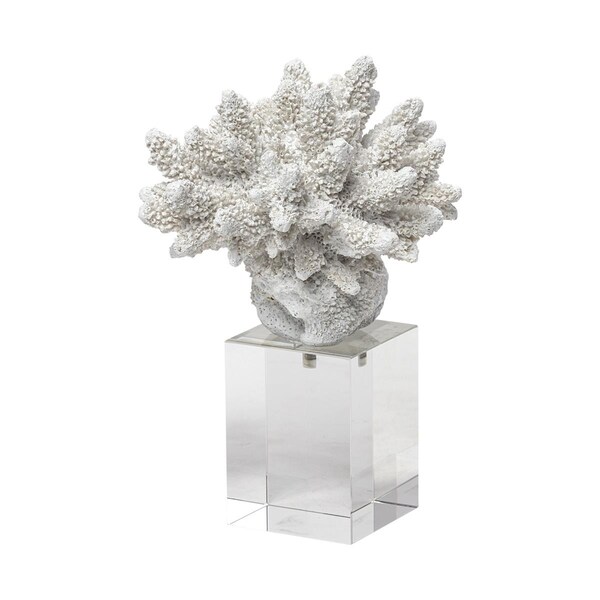 Palacedesigns 6 in. White Contemporary Coral & Glass Sculpture - PA3096878