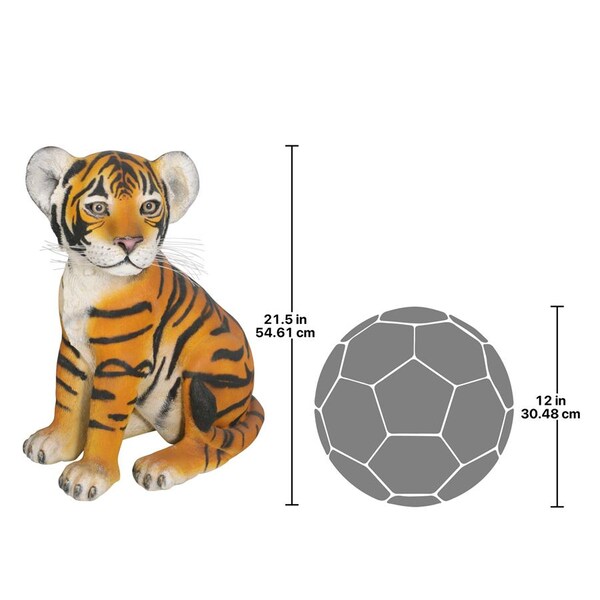Design Toscano The Grand-Scale Sitting Bengal Tiger Cub Statue - NE80149