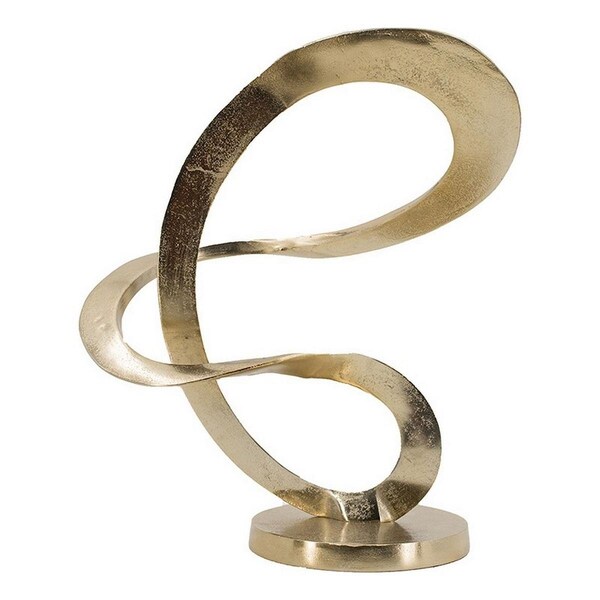 Benjara 17 in. Gold Aluminum Tabletop Decor Loop Round Base Modern Sculpture - BM302686