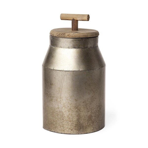 Homeroots 14 x 8 x 8 in. Farmhouse Style Gold Milk Container Sculpture - 392199