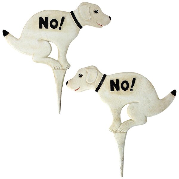 Design Toscano No Pausing Pooch Dog Lawn Stake Sign: Set of Two Medium - SP52051