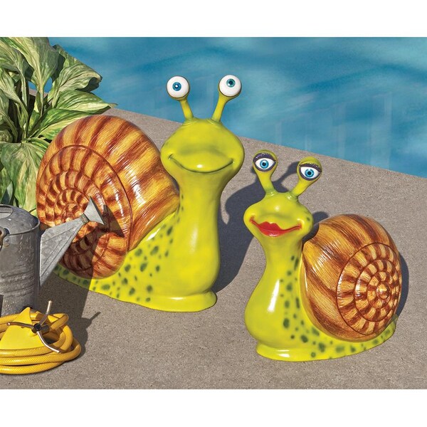 Design Toscano Madame & Monsieur Escargot, Enormous Garden Snail Statue Set - NE9867158