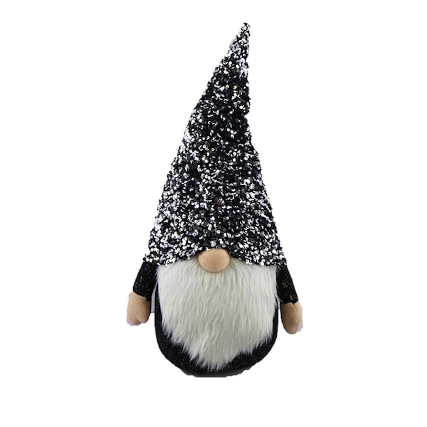 Homeroots 24 in. Glittery Black & White Sparkle Gnome - 399304