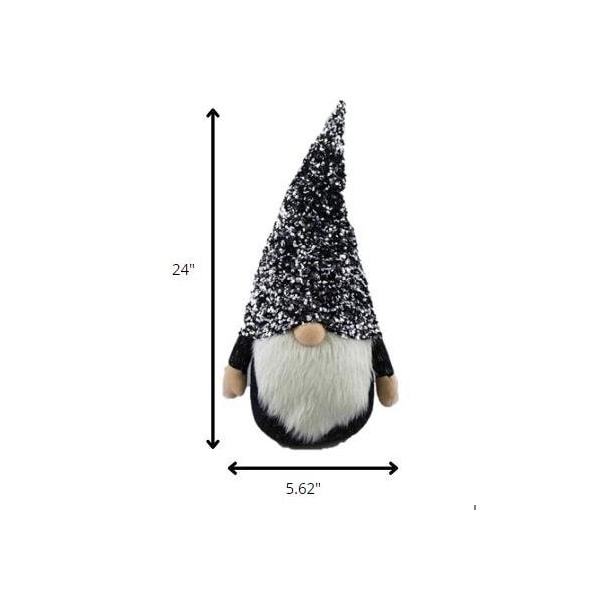 Homeroots 24 in. Glittery Black & White Sparkle Gnome - 399304