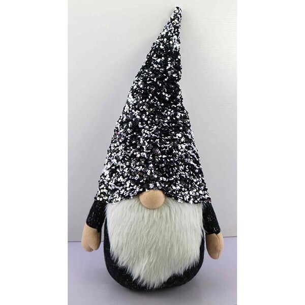 Homeroots 24 in. Glittery Black & White Sparkle Gnome - 399304