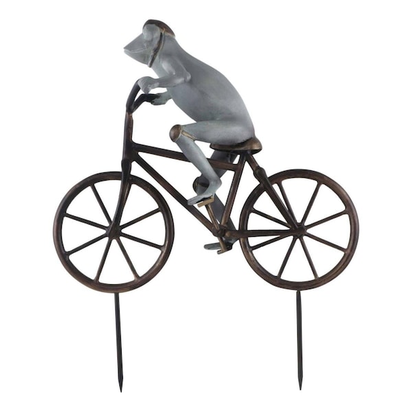 Rickis Rugs Frog on Bicycle Garden Sculpture - RI2485327