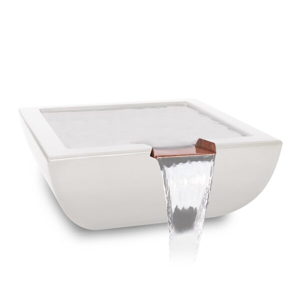 The Outdoor Plus 30 Square Avalon Water Bowl - Powder Coated Metal - White - - OPT-30AVPCWO-WHT