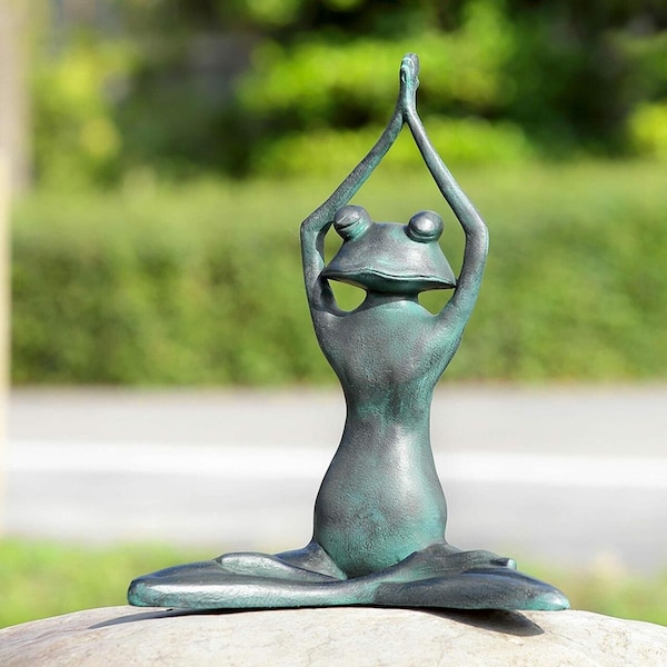 Rickis Rugs Stretching Yoga Frog Garden Sculpture - RI2489741