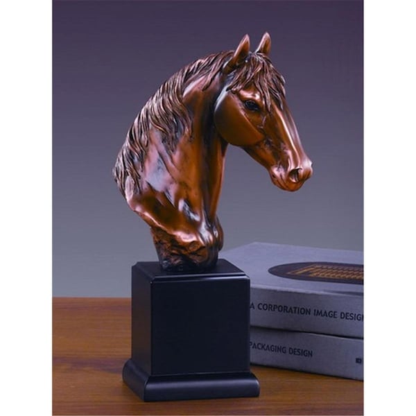 Marian Imports F Horse Head Bronze Plated Resin Sculpture - 6 x 5 x 12 in. - MA358002