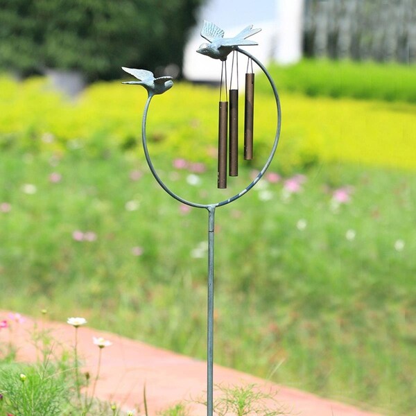 Ricki&Aposs Rugs Bird Pair Windbell On Stake Sculpture - RI3185882