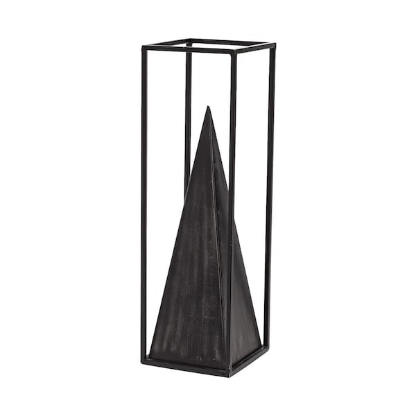 Palacedesigns Metal Framed Pyramid Sculpture, Black - PA3102089
