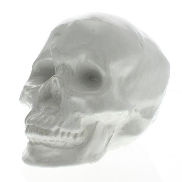 Palacedesigns 6 x 5 x 7.5 in. White Ceramic Skull Sculpture - PA3090840
