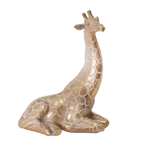 Sagebrook Home 10 in. Polyresin Sitting Giraffe Sculpture, Gold - 14720-02