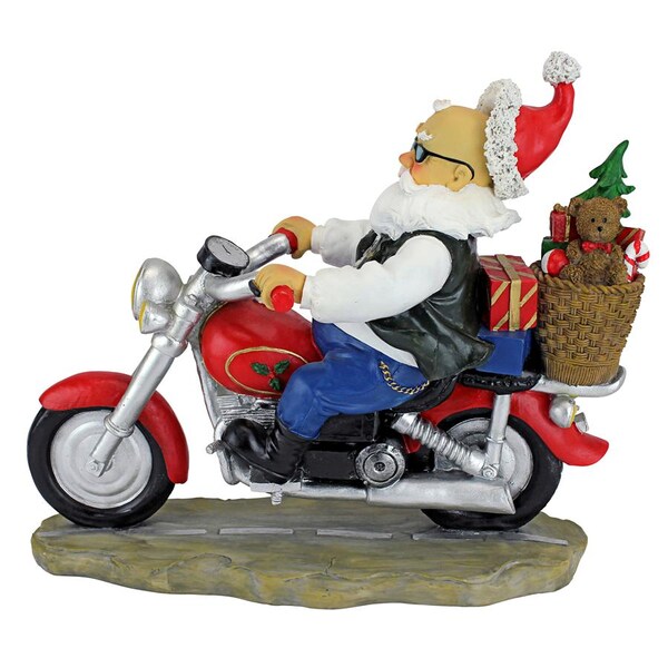 Design Toscano Old School Father Christmas Santa Biker Statue - QM2821700