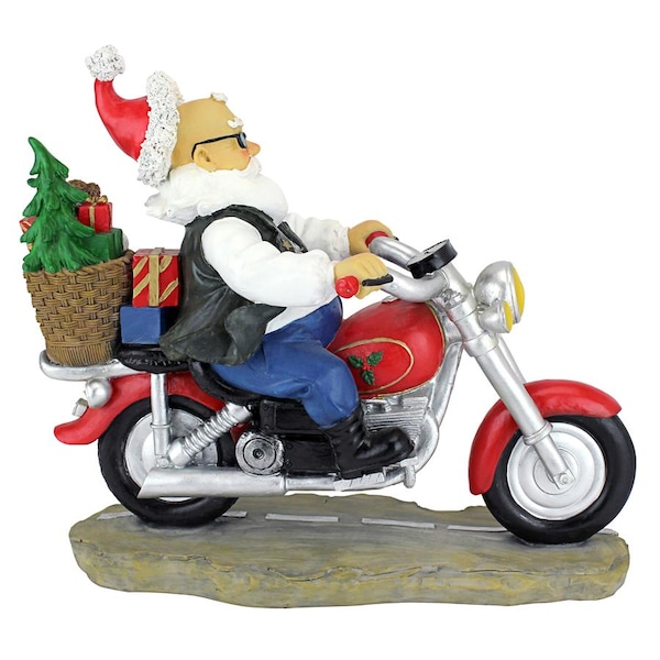 Design Toscano Old School Father Christmas Santa Biker Statue - QM2821700