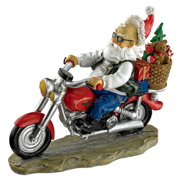 Design Toscano Old School Father Christmas Santa Biker Statue - QM2821700