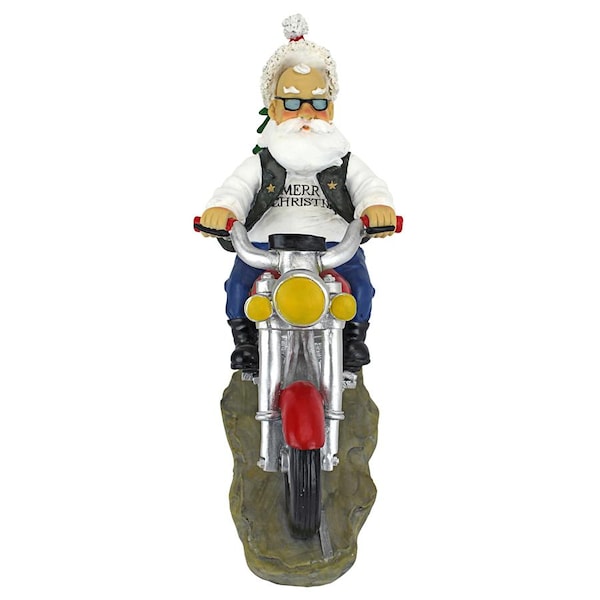 Design Toscano Old School Father Christmas Santa Biker Statue - QM2821700