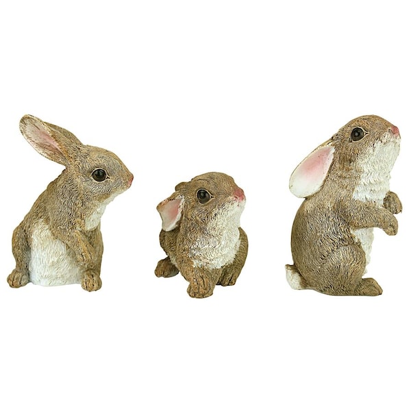 Design Toscano The Bunny Den, Garden Rabbit Statue: Set of Three - QM92008