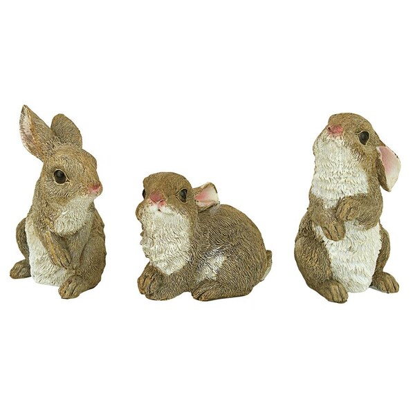 Design Toscano The Bunny Den, Garden Rabbit Statue: Set of Three - QM92008