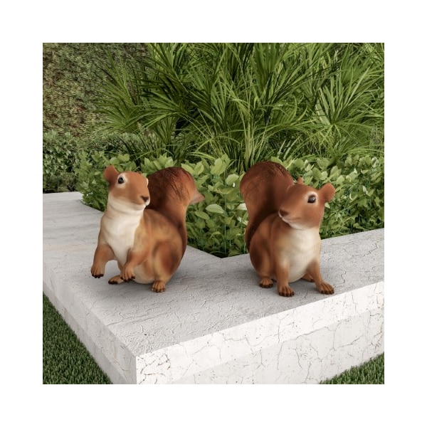 Nature Spring Set of 2 Squirrel Statues, Resin Animal Figurines for Outdoor Lawn and Garden Decor, Flower Beds - 188671EZD