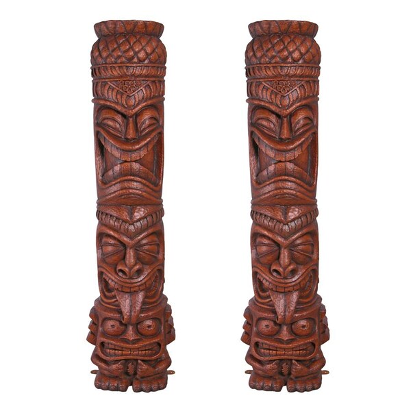 Design Toscano Grand Island Tiki Totem Statue: Set of Two - NE9150346