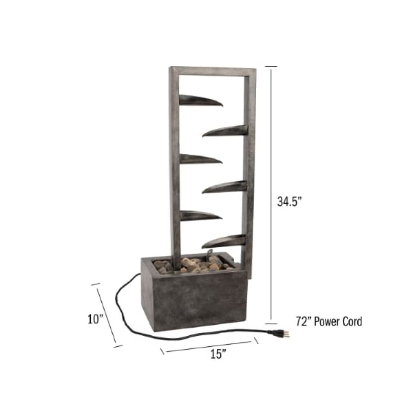 Nature Spring 7-Tier Water Fountain Modern Decorative Concrete Metal Electric Outdoor Cascading Waterfall - 806204JIO