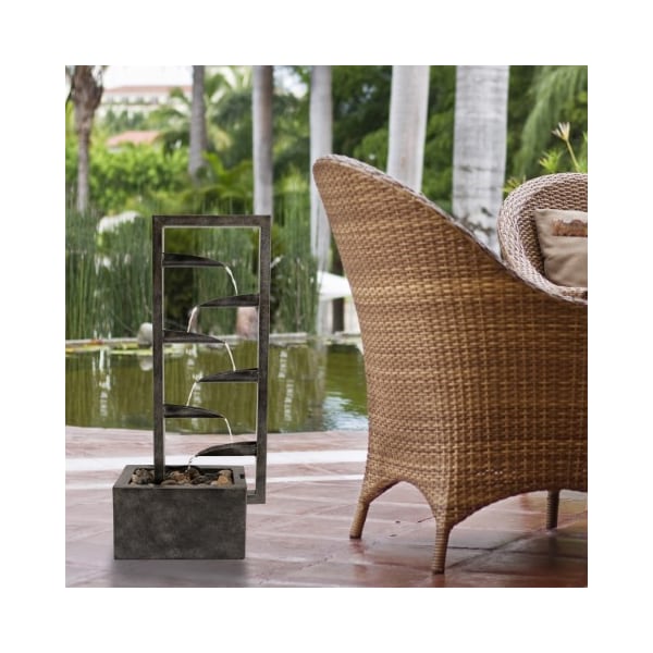 Nature Spring 7-Tier Water Fountain Modern Decorative Concrete Metal Electric Outdoor Cascading Waterfall - 806204JIO