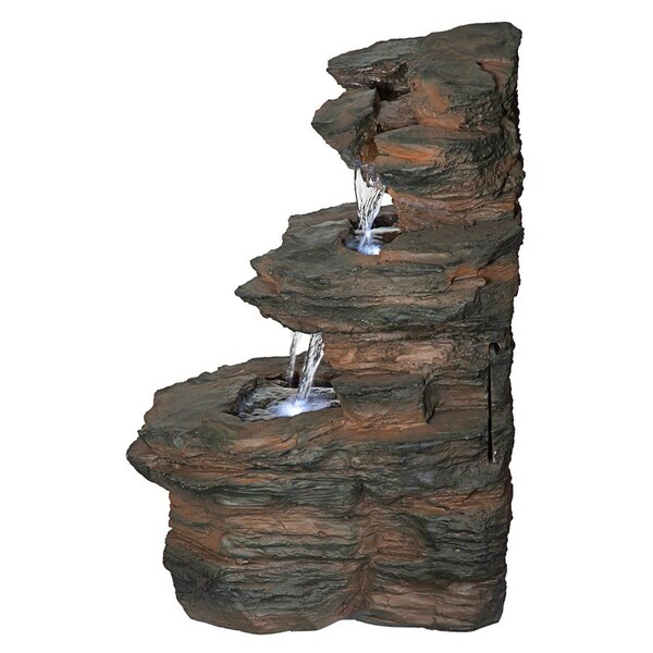 Design Toscano Ramrod Bluffs Cascading Waterfall Illuminated Tabletop Fountain - QN164050