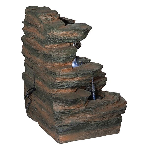 Design Toscano Ramrod Bluffs Cascading Waterfall Illuminated Tabletop Fountain - QN164050
